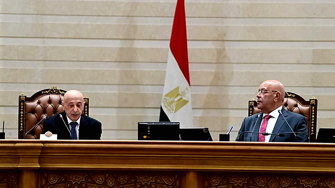 عقيلة صالح من عقيلة صالح يتحدث في البرلمان المصري عن مصر